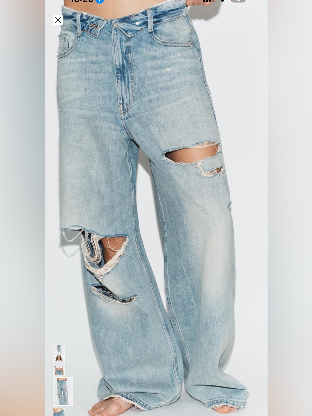 Zara Light Blue Distressed Boyfriend Jeans 5252/014